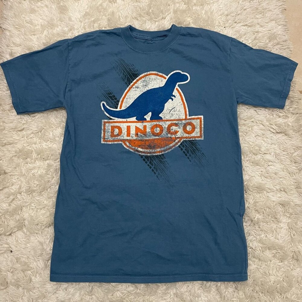 DISNEY HANES BEEFY-T Dinoco Youth XLarge Blue Boys Graphic Short Sleeve Tshirt